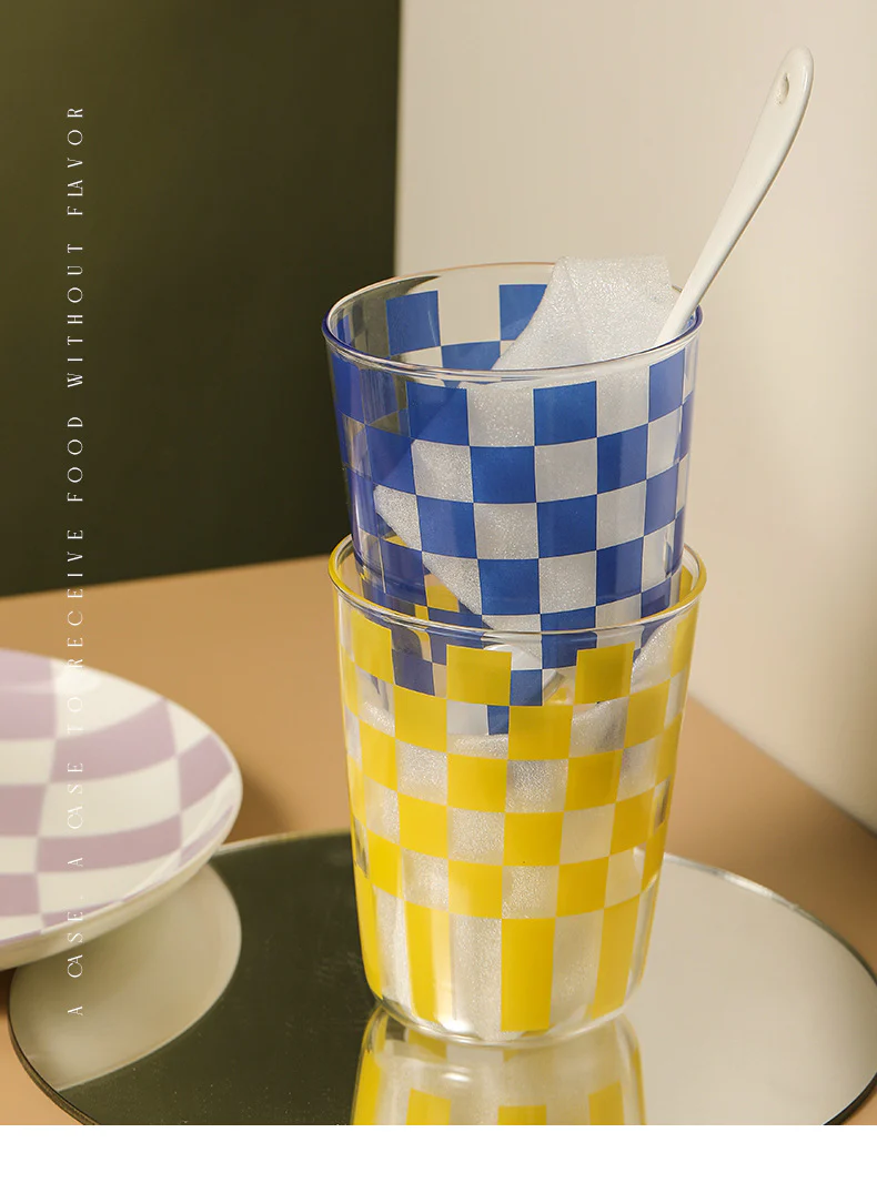 Handmade Checkered Drinking Glasses