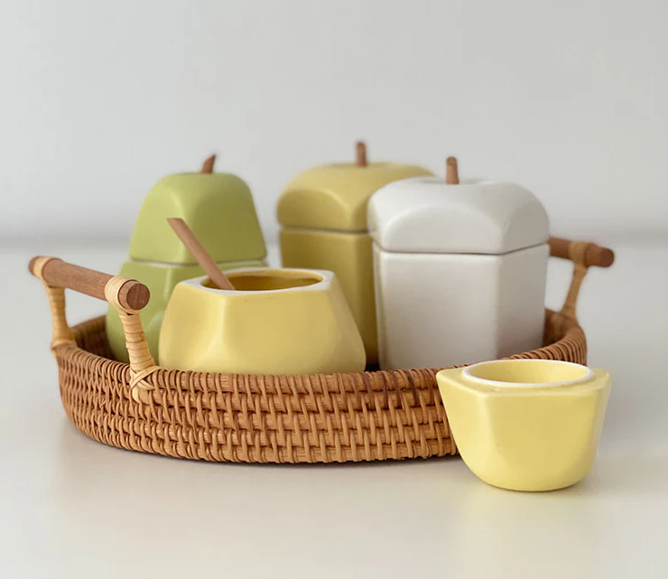 Fruit Shaped Jar with Spoon for Spices - Set of 4