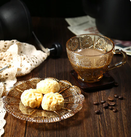 Vintage Glass Cappuccino Cup and Saucer Set