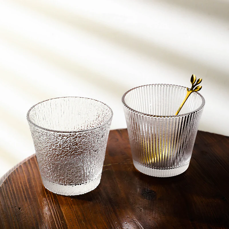 Ribbed Pattern Small Tea Glass or Cocktail Glass - Set of 2