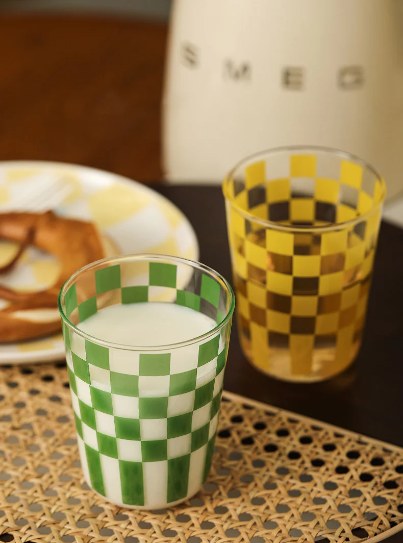 Handmade Checkered Drinking Glasses