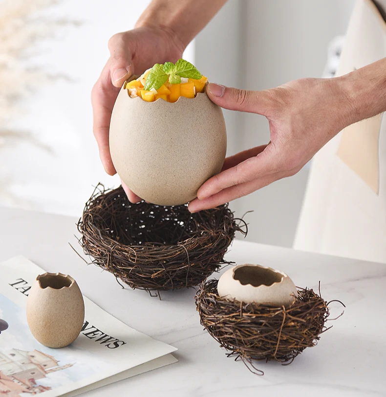 Broken Egg Shell Salad Bowl with optional Bird��s Nest Trivet