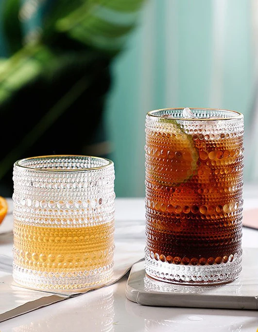 Classic Stunning Beads Pattern Glassware with Gold Rim (Set of 6)