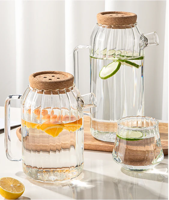 Handmade Glass Water Pitcher with Lid