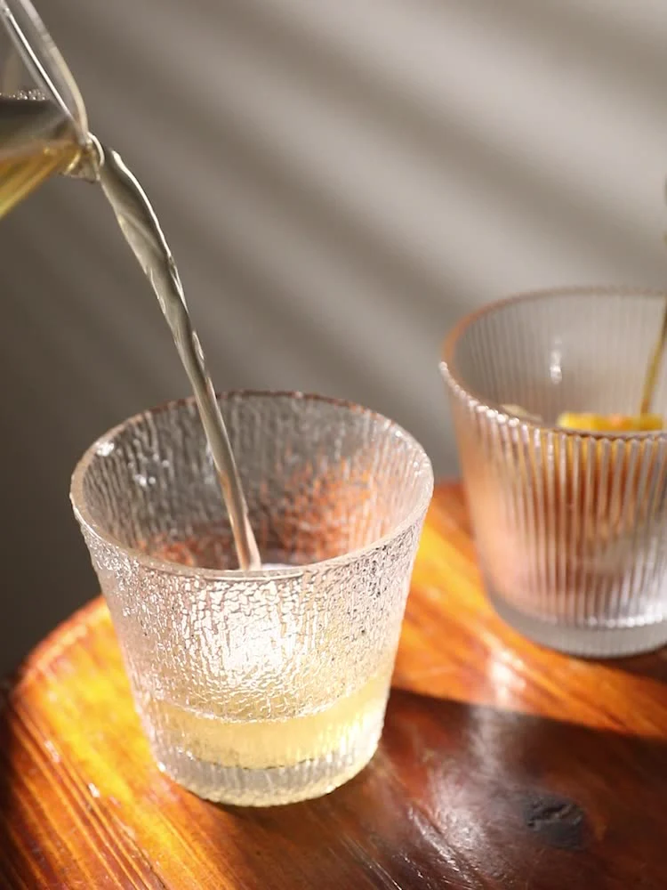 Ribbed Pattern Small Tea Glass or Cocktail Glass - Set of 2