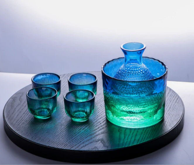 Handmade Japanese Sake Bottle with Ice Bucket