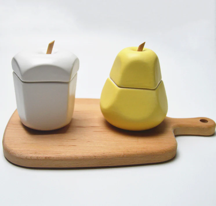 Fruit Shaped Jar with Spoon for Spices - Set of 4