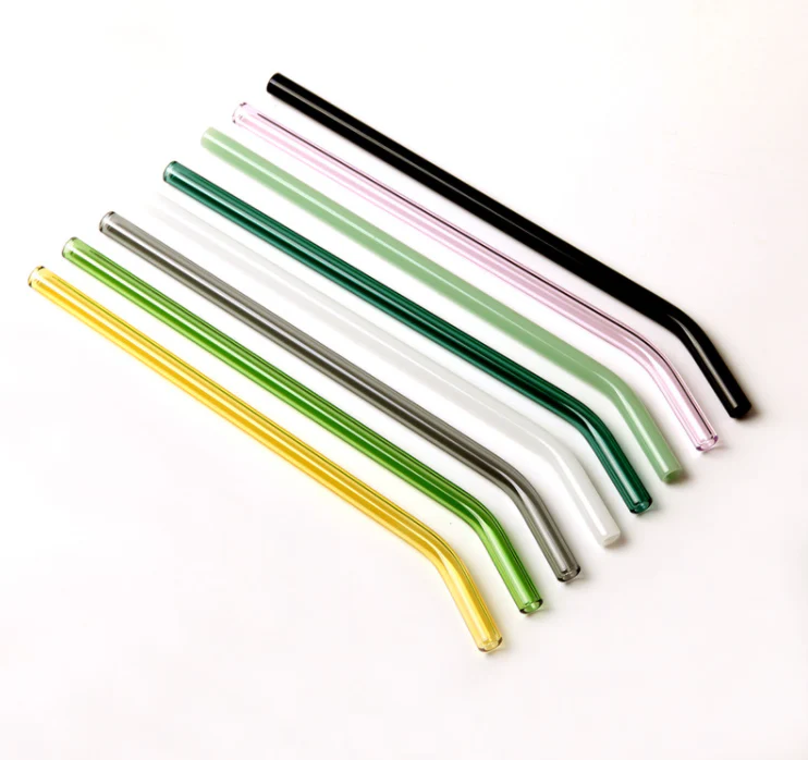 Handmade Reusable Colored Glass Straws Set