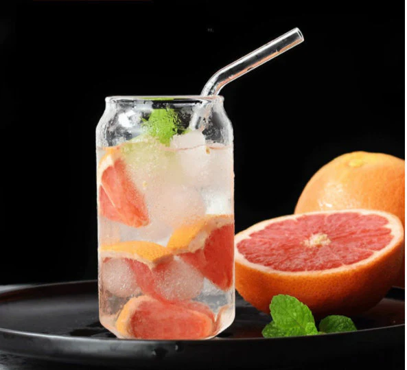 Can Shaped Glasses with Straw - Set of 2