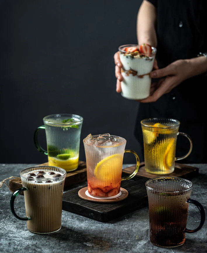 Japanese Style Drinking Glasses with Handles