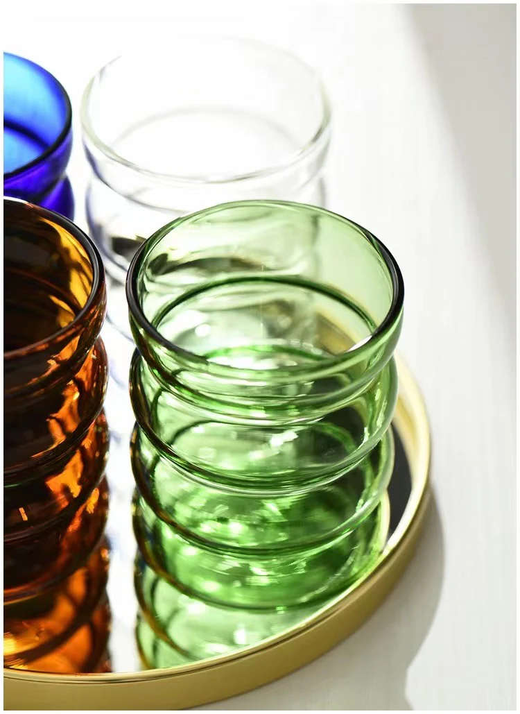 Colored Whiskey Ripple Glasses