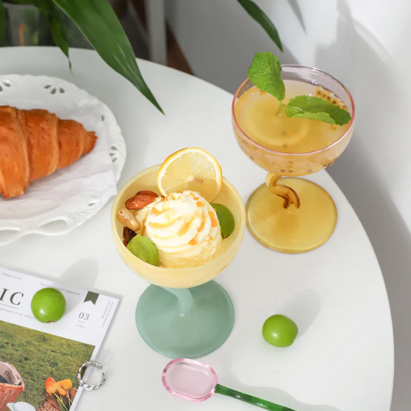 Colored Glass Wiggly Goblets Cocktail Glass