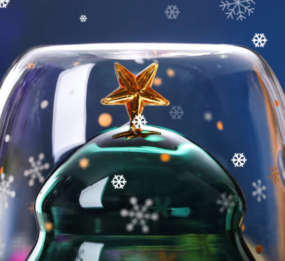 Handmade Insulated Christmas Tree Shaped Glass Coffee Mug