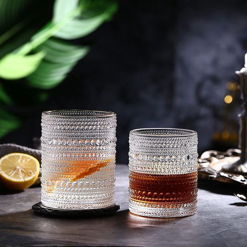 Classic Stunning Beads Pattern Glassware with Gold Rim (Set of 6)