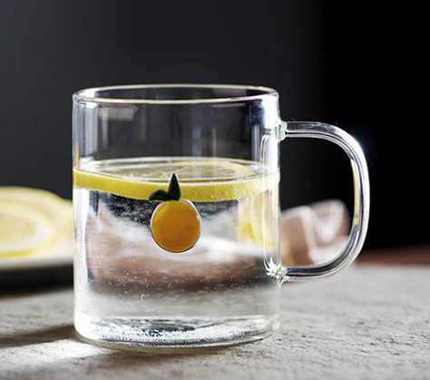 Lemon Printed Glass Coffee Mug