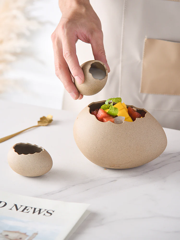 Broken Egg Shell Salad Bowl with optional Bird��s Nest Trivet