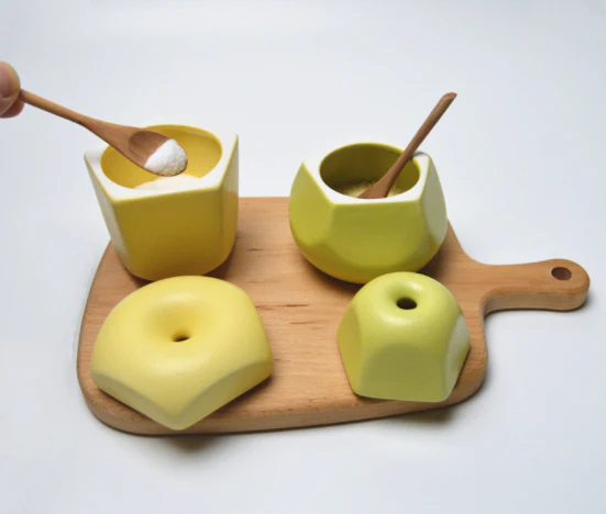 Fruit Shaped Jar with Spoon for Spices - Set of 4