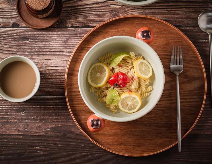 Handcrafted Patterned Ceramic Meal Bowl with Fruit Handles
