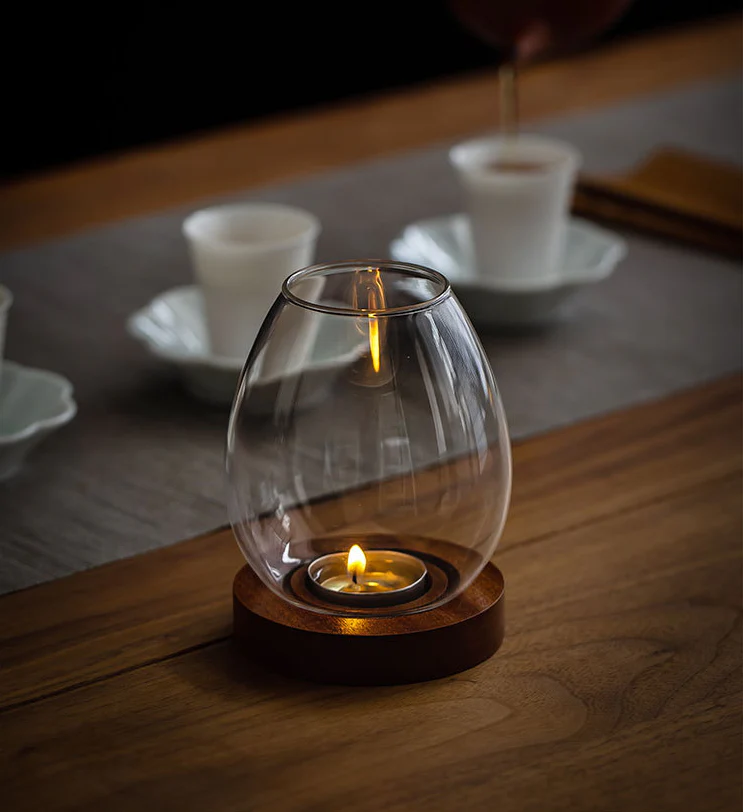 Tea Light Candle Holders with Wood Bottom