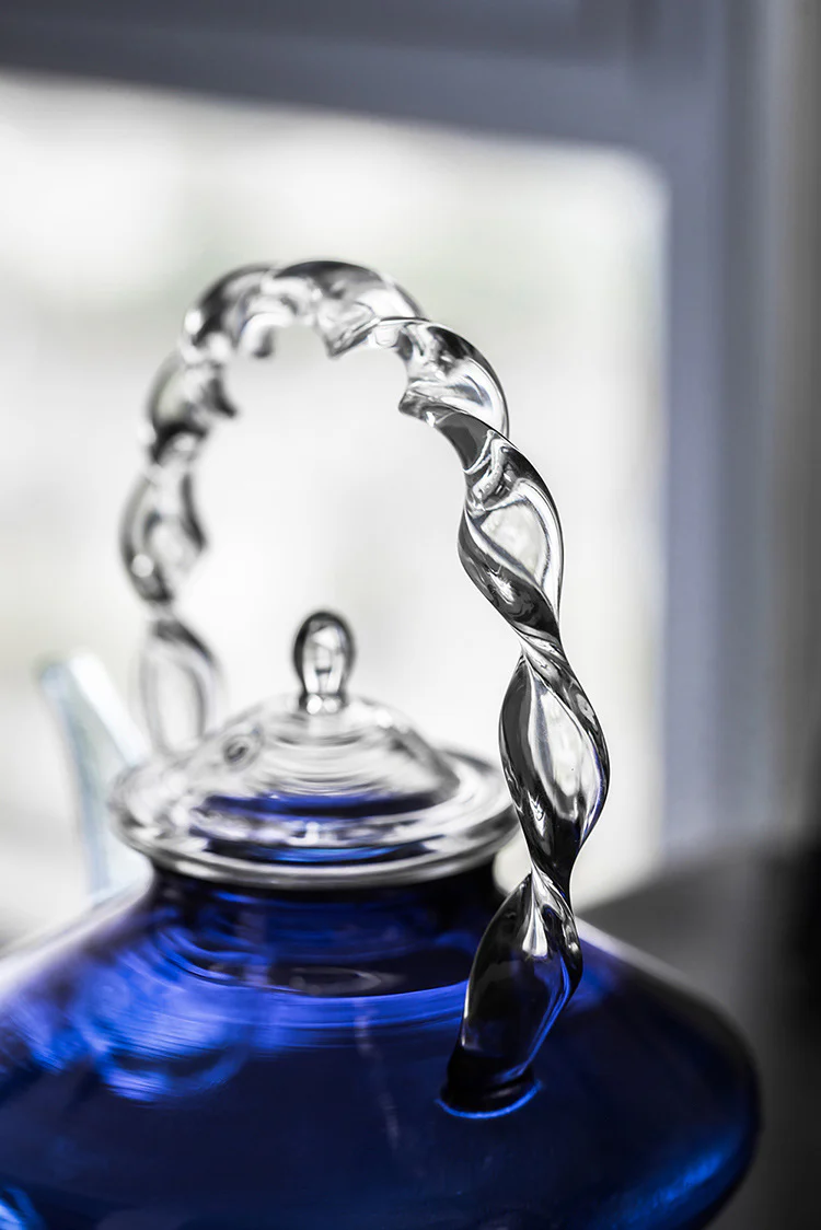 Elegant Blue Glass Teapot with Infuser