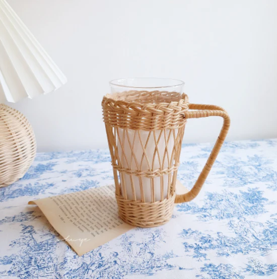 Best Hand Braided Wicker Wrapped Rattan Water Glasses