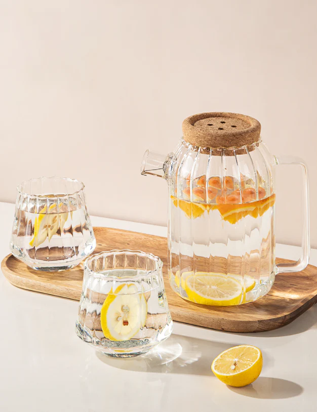 Handmade Glass Water Pitcher with Lid
