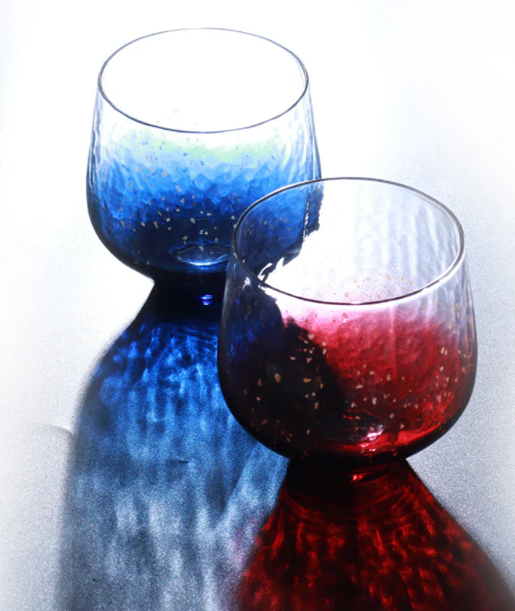 Japanese Style Golden Dotted Fancy Whiskey Glasses - Set of 2