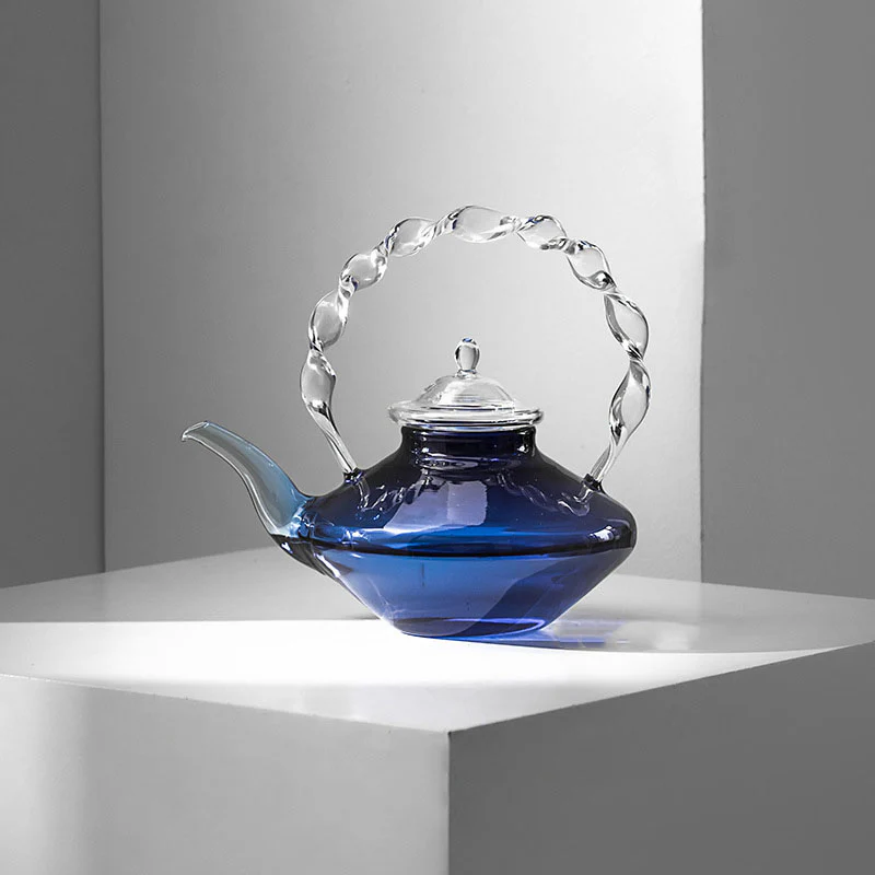 Elegant Blue Glass Teapot with Infuser