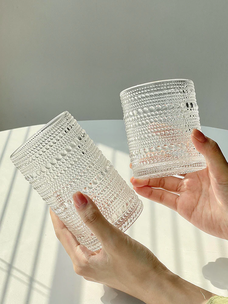 Classic Stunning Beads Pattern Glassware with Gold Rim (Set of 6)