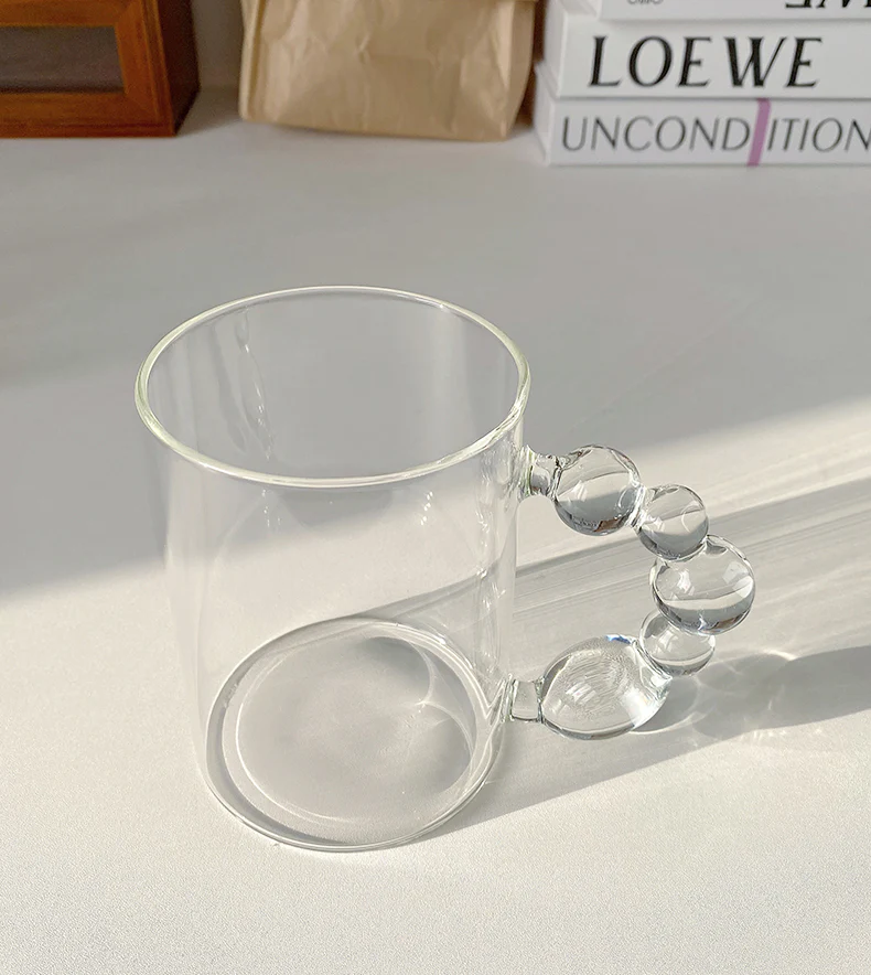 Pearl Handle Large Glass Mug