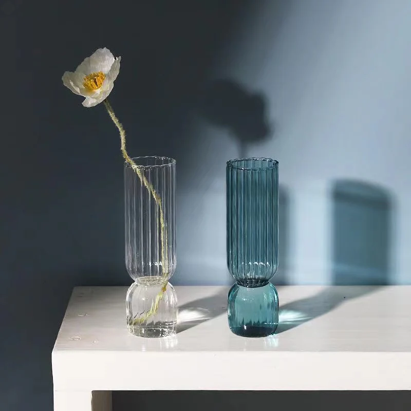 French Style Ribbed Glass Vase