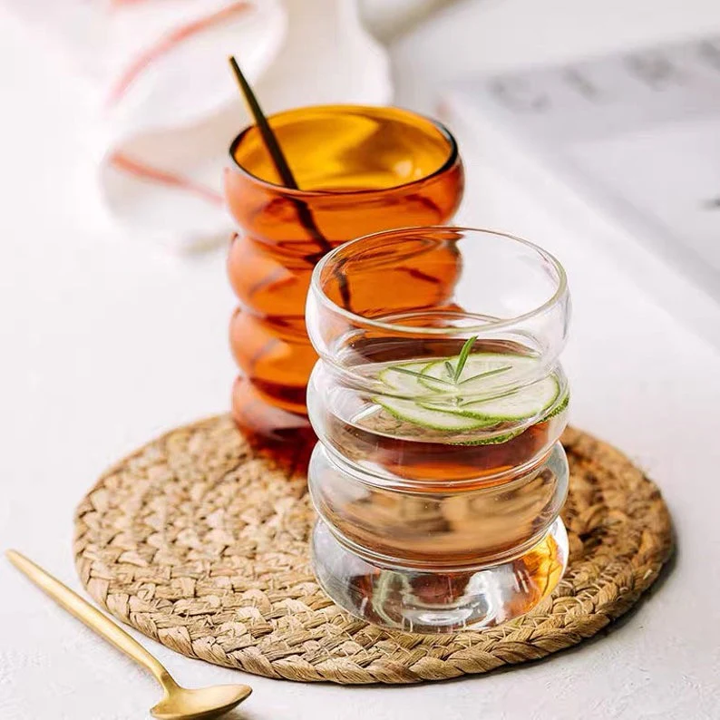 Colored Whiskey Ripple Glasses