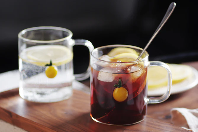 Lemon Printed Glass Coffee Mug