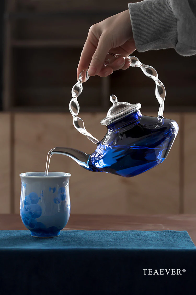 Elegant Blue Glass Teapot with Infuser