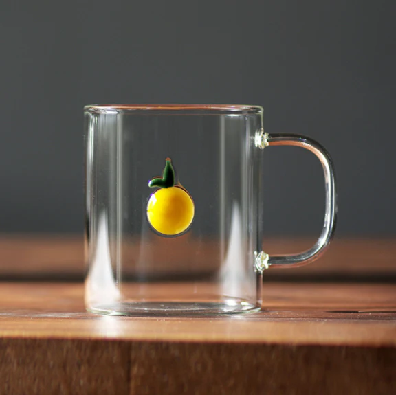 Lemon Printed Glass Coffee Mug