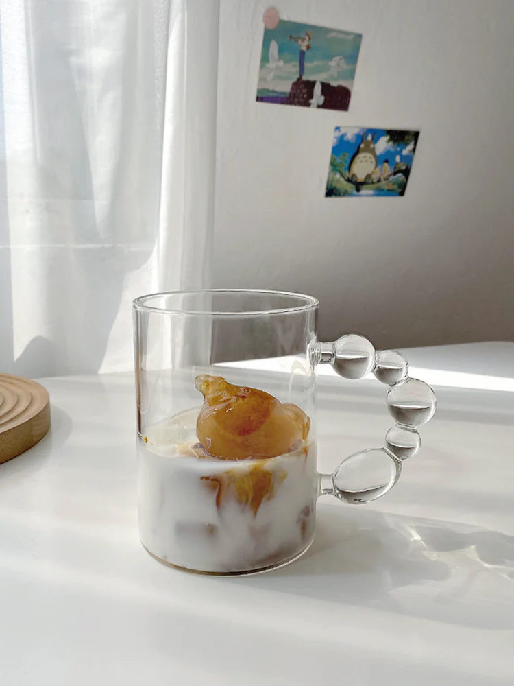 Pearl Handle Large Glass Mug