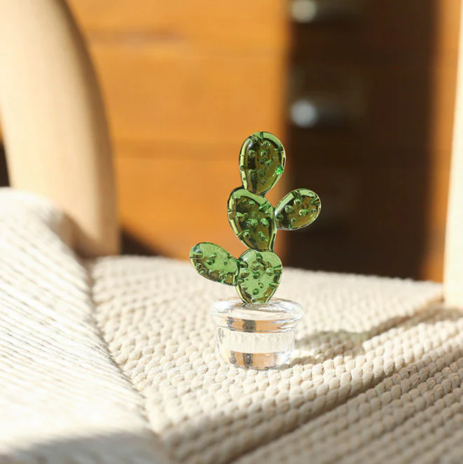 Handmade Glass Cactus Decor