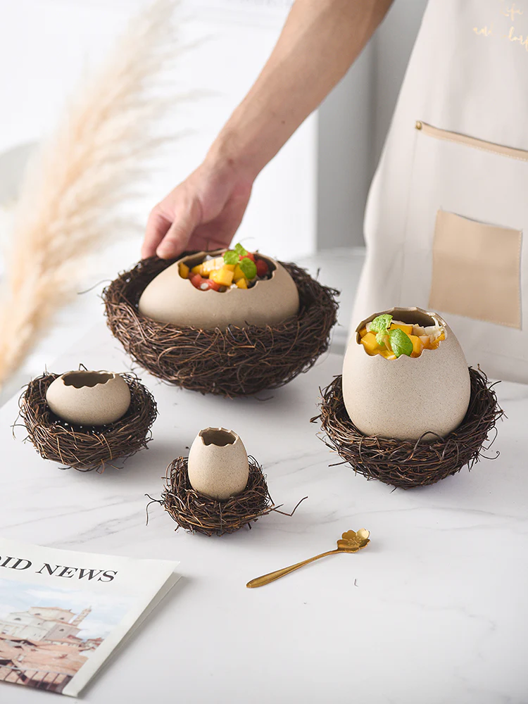 Broken Egg Shell Salad Bowl with optional Bird��s Nest Trivet