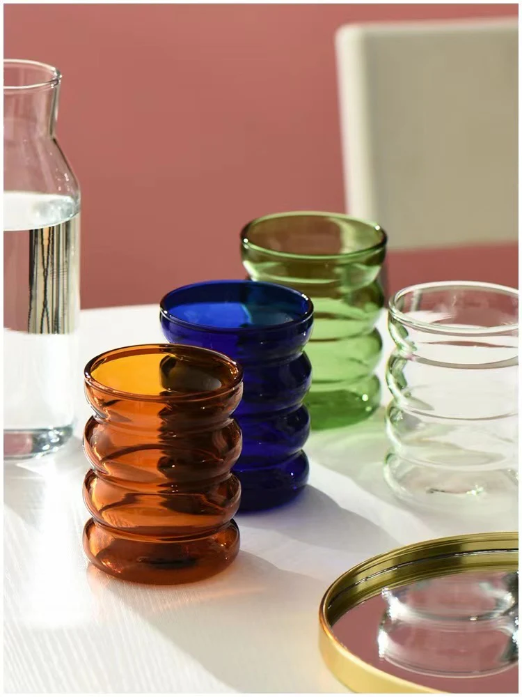 Colored Whiskey Ripple Glasses