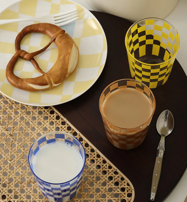 Handmade Checkered Drinking Glasses