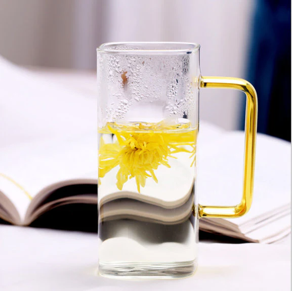 Handmade Square 400ml Drinking Glasses with Handle - Set of 4