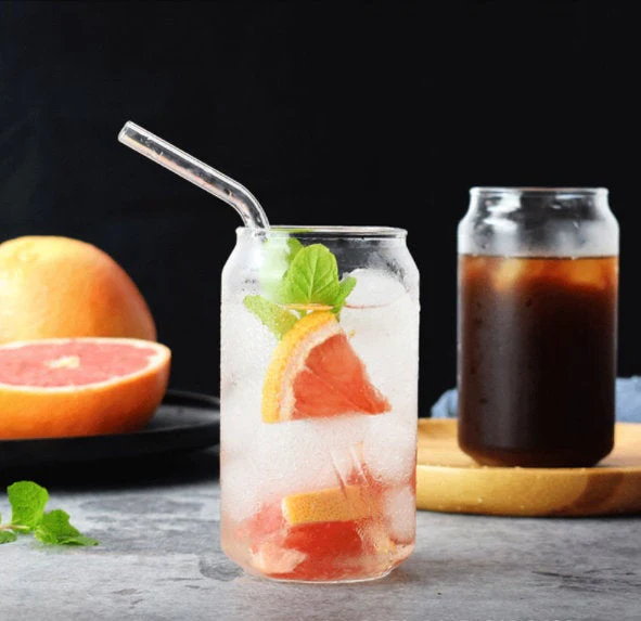 Can Shaped Glasses with Straw - Set of 2