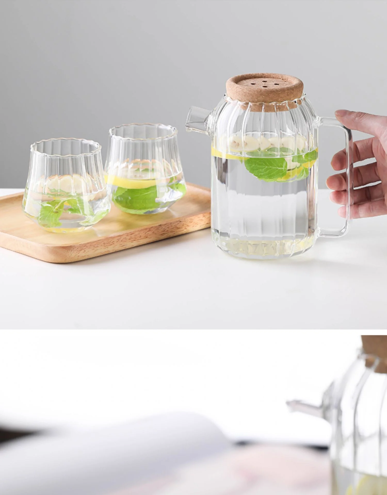 Handmade Glass Water Pitcher with Lid