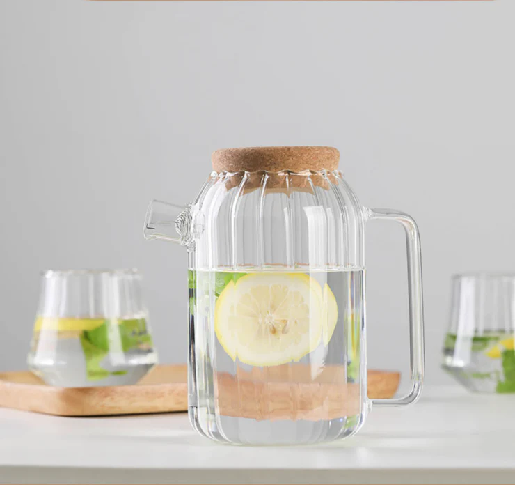 Handmade Glass Water Pitcher with Lid