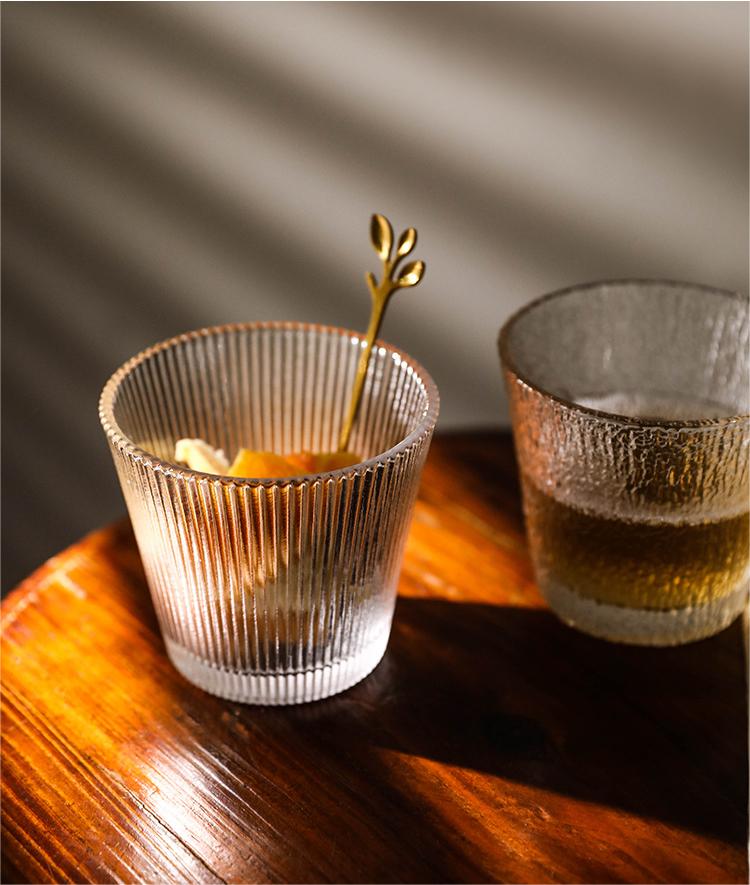 Ribbed Pattern Small Tea Glass or Cocktail Glass - Set of 2