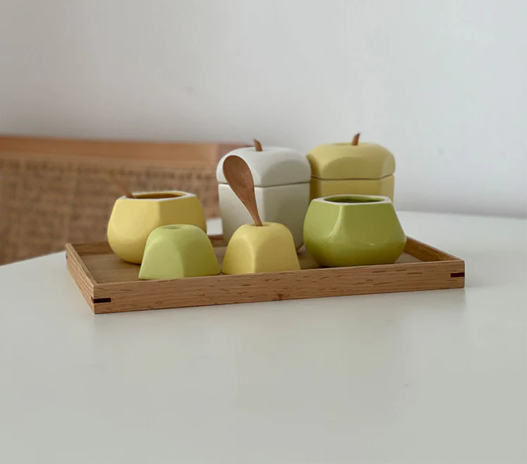 Fruit Shaped Jar with Spoon for Spices - Set of 4