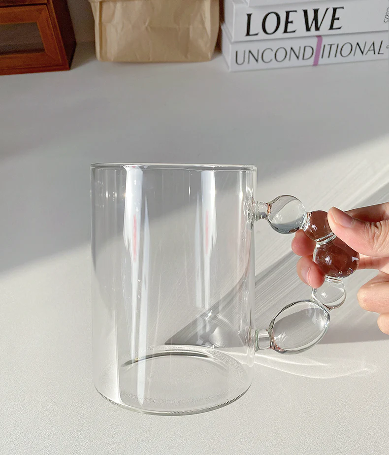 Pearl Handle Large Glass Mug