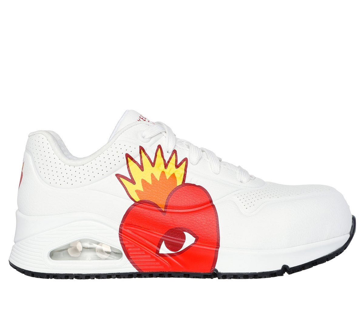 Women Ricardo Cavolo Work Slip-Resistant: Uno - Flaming Heart Safety Toe