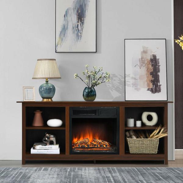 58 in. Fireplace TV Stand with 18 Electric Fireplace Up to 65 in. Coffee (2-Tier)