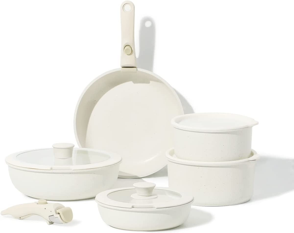 11pcs Pots and Pans Set, Nonstick Cookware Set Detachable Handle, Induction Kitchen Cookware Sets Non Stick with Removable Handle, RV Cookware Set, Oven Safe